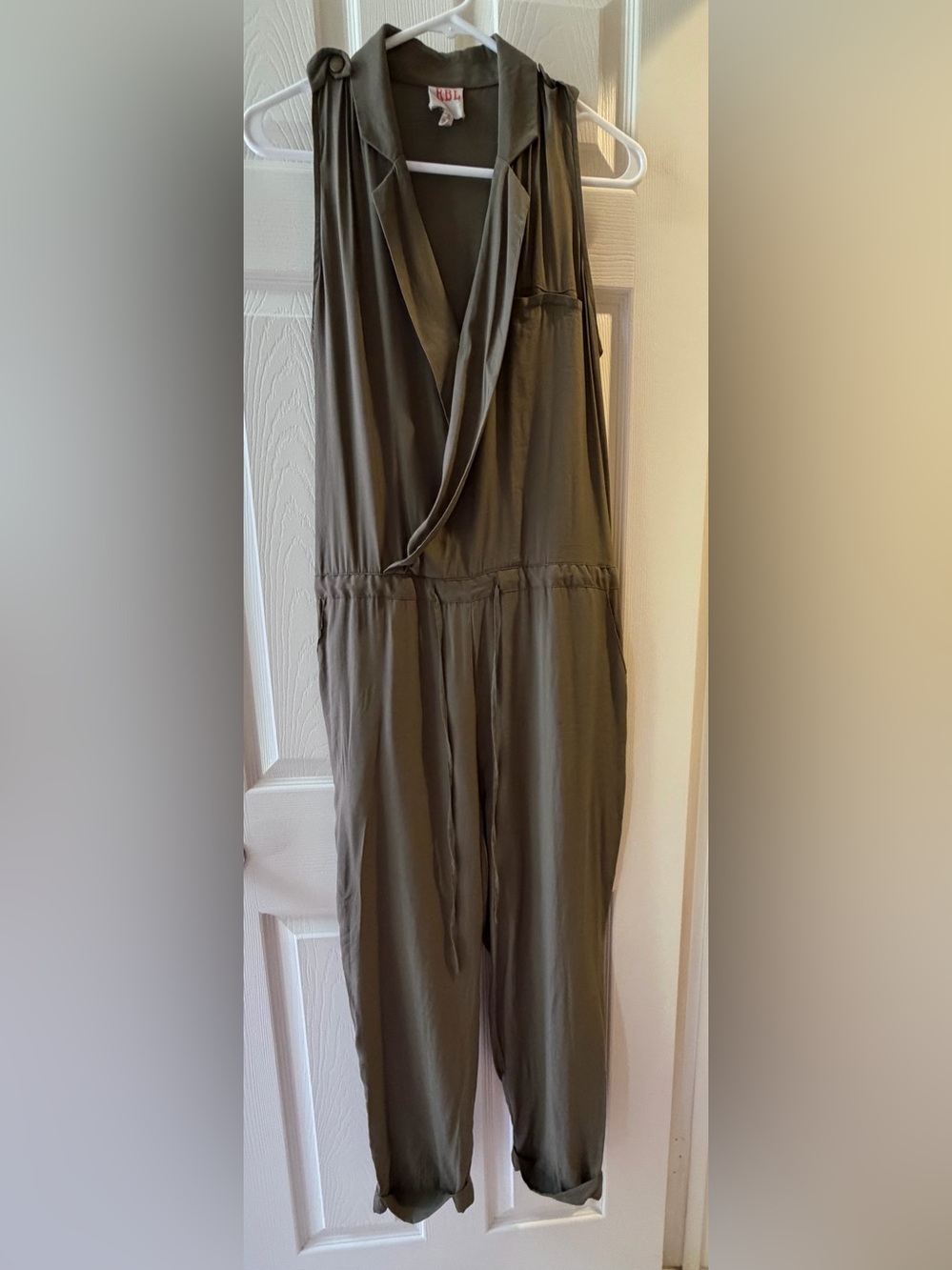 Sleeveless Olive Green Draped Jumpsuit